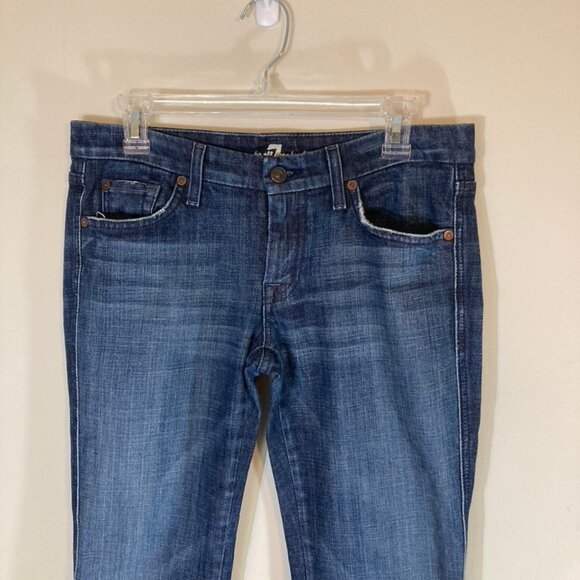 7 For All Manklind Jeans Flared Leg Lightly Distressed "A Pockets" SZ 29 (US 8) - Picture 2 of 14